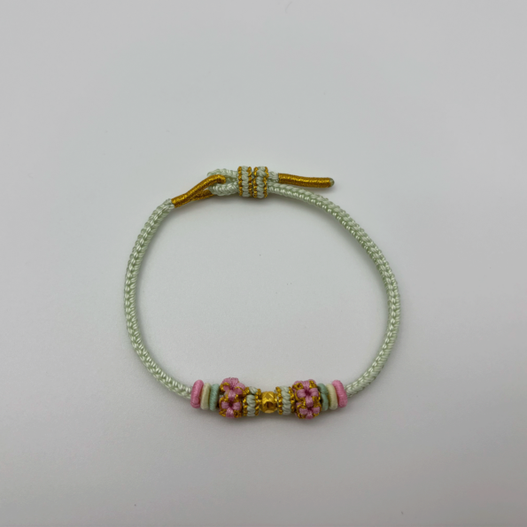 24K Pure Gold Bead Handwoven Bracelet 2025022602
