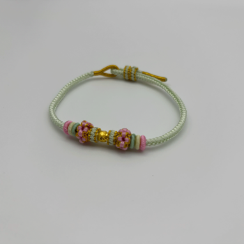 24K Pure Gold Bead Handwoven Bracelet 2025022604