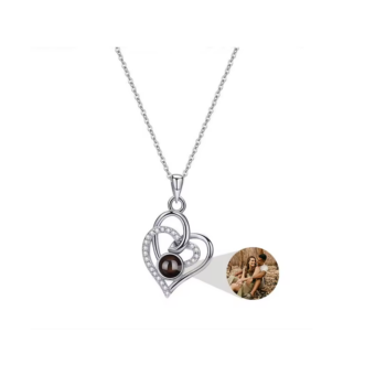 S925 Double Heart Projection Necklace 2025031501