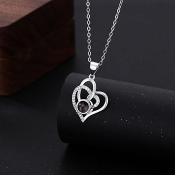 S925 Double Heart Projection Necklace 2025031502