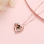 Shiny Silver Heart Pendant Necklace with Black Gem (1)